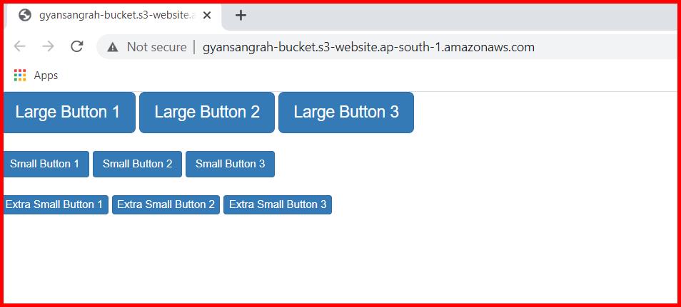 Picture showing index page of the website hosted on S3 bucket